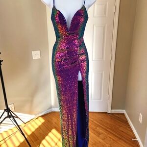 Stunning Multicolor Sequin Gown XS